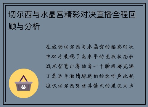 切尔西与水晶宫精彩对决直播全程回顾与分析